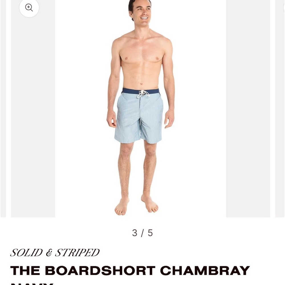 Solid & Striped chambray & Navy  Blue 7" Inseam Board Shorts NWOT size:L